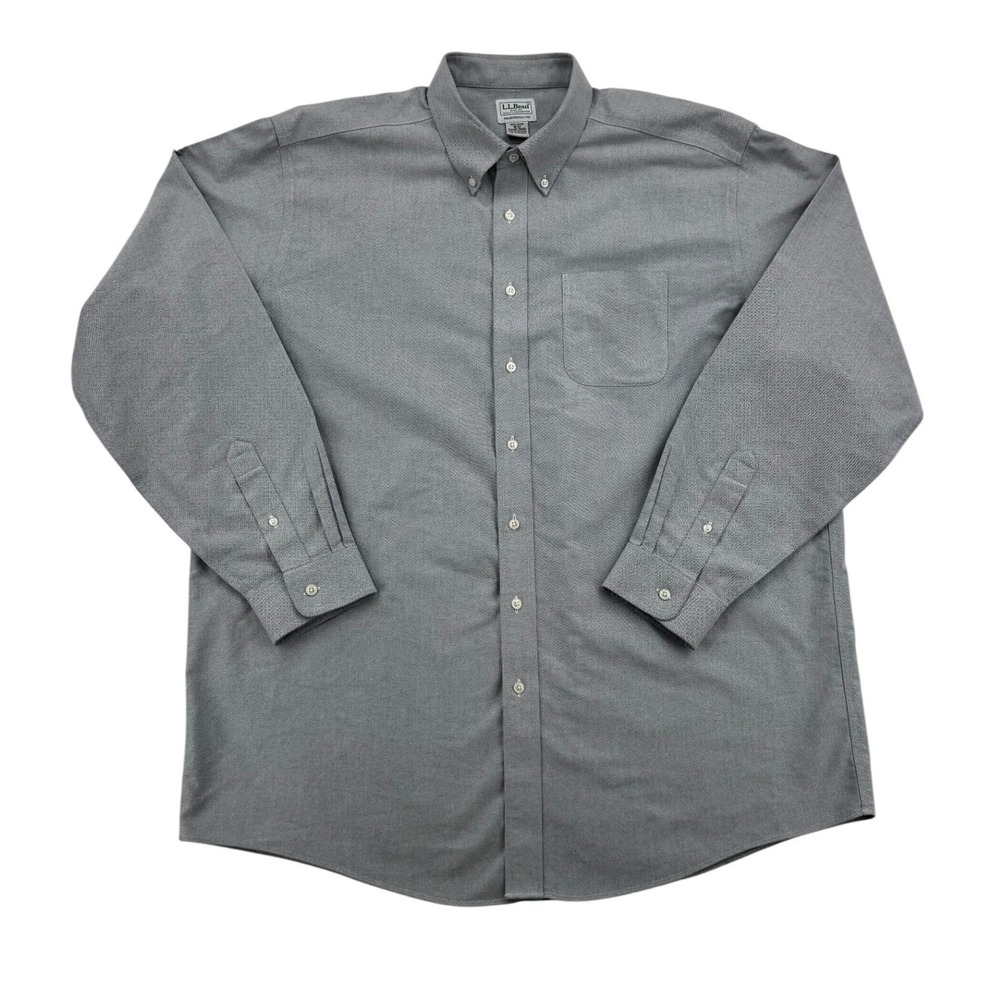 LL Bean Oxford Shirt Mens 18-37 Grey Excellent Traditional Fit Button Down